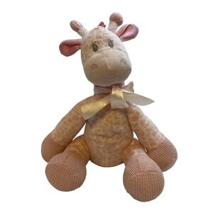 Giraffe Plush Stuffed Animal Baby Toy Pink White Ribbon‎ Nursery Decor